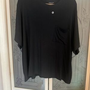 American Eagle Outfitters Black Ribbed Short Sleeve Pocket Tee